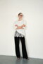 D 2985 Lace Detailed Striped T-Shirt - Cream |   D2985 - Cream - 2