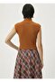 Women's Half Turtleneck Ribbed Knitwear Sleeveless Crop Blouse - 2