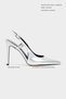 Ladonia Silver Patent Leather Open Back Buckle Detail Women's Heeled Shoes - 3