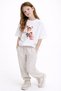 Cool Bear-Style Teddy Bear Printed Crew Neck Girls' T-Shirt - 2