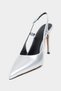 Ladonia Silver Patent Leather Open Back Buckle Detail Women's Heeled Shoes - 7