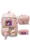 Korean Style Five-Compartment School Bag Set of 3 with Accessories, Lunch Box and Pencil Case - 5