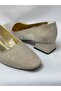 Ll2710 large size leather material shiny stone comfortable fit heel shoe gold - 5