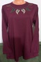Er Clothing Combed Cotton Blouse Long Sleeve Crew Neck Embroidered Burgundy