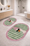 Digital Printing Non-Slip Base Cute Bath Mat Double Toilet Set (40X60) (60X100)-29 - 2