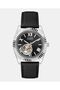Mens Black Silver Tone Automatic Watch