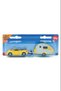 Siku Vw Beetle Caravan with Trailer Die Cast Metal Toy Car Collectible Yellow Camping Set 16.4 cm - 4