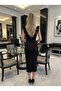 Women's Shoulder Ruffle Glitter Fabric Lycra Dress - 3