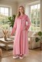 New Season Pomegranate Flower Maternity Jacquard Summer Lace Design Full Length Short Sleeve Dressing Gown Nightgown Set - 3
