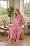New Season Pomegranate Flower Maternity Jacquard Summer Lace Design Full Length Short Sleeve Dressing Gown Nightgown Set