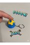 Yellow-Navy Blue Football Ball Design Switch Sound Clicker Keychain Bag Ornament - 2