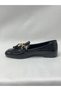 Ll2715 skin material gold buckle and tassel buckle detailed black flat shoe - 4
