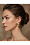 Gold Orange Agate Natural Stone Earrings - 4