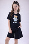 Girl's Teddy Bear Printed Shorts Set – 100% Cotton Summer Comfortable Cut Basic T-Shirt & Shorts Set - 2