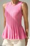 Women's Waist-Slit Flounce Sleeveless Knitwear Blouse - 4