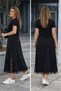 New Season Women's Short Sleeve Crew Neck Side Slit Lace Detailed Long Viscose Dress