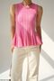 Women's Waist-Slit Flounce Sleeveless Knitwear Blouse - 2