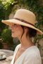 Women's Camel Faux Leather Belt Detailed Beach Hat |   Wide-Brimmed Trendy Model - 2
