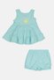 Toddlers Girl 2 Pieces Embroidered Dress And Shorts Set, Turquoise - 2