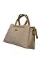 Beige Embossed Patterned Gold Detailed Women's Hand and Shoulder Bag Stylish for Daily and Evening Use / Sstore