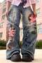 Kanji Tiger and Lotus Printed Grunge Y2K Unisex Baggy Pants