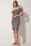 Drawstring Carmen Collar Knitted Dress Lff0034 Black - 3