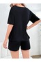 Women's Love Printed Tracksuit Set - Shorts and T-Shirt Set - 4