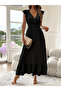 Women's Short Sleeve Double Breasted Collar Elastic Waist Muslim Dress - 3