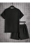 Men's Printed Men's Bottom Top Black Set - Shorts T-shirt Set - 2