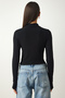 Turtleneck Ribbed Crop Knitted Blouse Lah0004 Black - 6