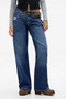 Jasika Extreme Text Detailed Dark Blue Color Low Waist Trousers