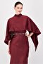 Women Plain Kaftan Midi Dress, Maroon - 4