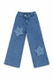 Pink 57703-26 Girls' 2-Piece Set Star Embroidered Sweatshirt and Wide-Leg Jeans - 8