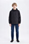 Boys' Black Lined Water and Windproof Double Zipper Hooded Raincoat & Windbreaker - 4