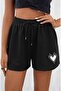 Printed Women's Pocket Shorts Plus Size Black