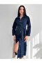 Women's Square Pocket Detailed Belted Denim Dress - 4
