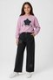 Pink 64103-26 Girl's Denim Trousers Set Star Patch Detailed Comfortable Fit Casual Top and Bottom Set - 3