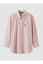 Pink Striped Oversize Poplin Women's Shirt Tunic by Güli̇s Gi̇yi̇m