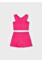 Girl's Floral Patterned Shorts Set 4-8 Years Fuchsia - 3