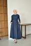 Women's Crinkled Flared Maxi Skirt Navy Blue - 5