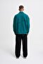 Men's Distressed Stitch Polo Sweatshirt Oil Green - 6