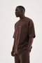 Men's Metal Label Jacquard Oversize T-Shirt Brown - 3