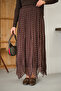 Women's Polka Dot Detail Side Tie Chiffon Skirt Light Brown - 7