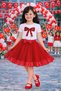 Girl's Bow Patterned Bodysuit and Red Polka Dot Tulle Skirt Set – School-Holiday Event 5-13 Years