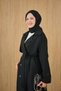 Women's Double-Breasted Collar Waist-Tie Double-Pocket Trench Coat Black - 3
