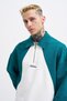 Men's Embroidered Detailed Polo Sweatshirt Ecru-Oil Green - 3