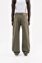 Men's Jacquard Baggy Jean Trousers Khaki - 3