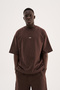 Men's Metal Label Jacquard Oversize T-Shirt Brown - 2