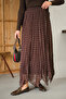 Women's Polka Dot Detail Side Tie Chiffon Skirt Light Brown - 5