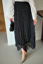 Women's Polka Dot Detail Side Tie Chiffon Maxi Skirt Black - 6